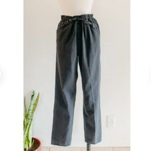 90s retro stretch waist black loose jeans